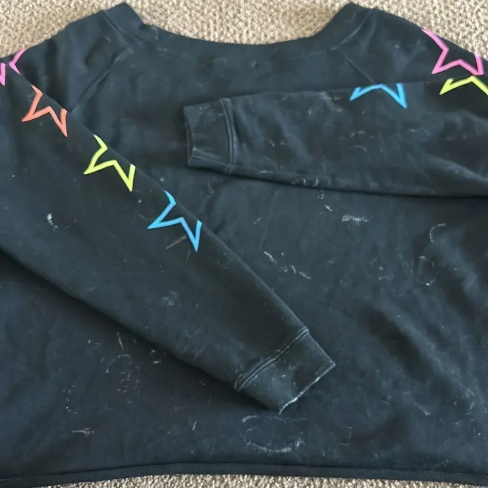 Chrldr Women’s Faded Black with Rainbow Stars Matching Jogger Set - Size S